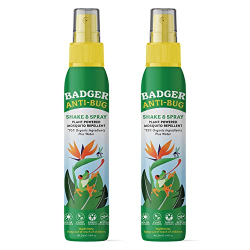 Badger Bug Spray - Natural Mosquito Repellent with Citronella & Lemongrass - 4 fl oz (2 Pack)