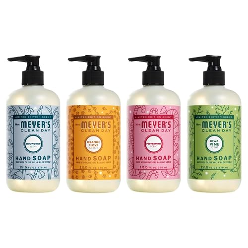MRS. MEYER'S HAND SOAP Set - Essential Oils, Paraben-Free, 4 Captivating Scents - 12.5oz Each