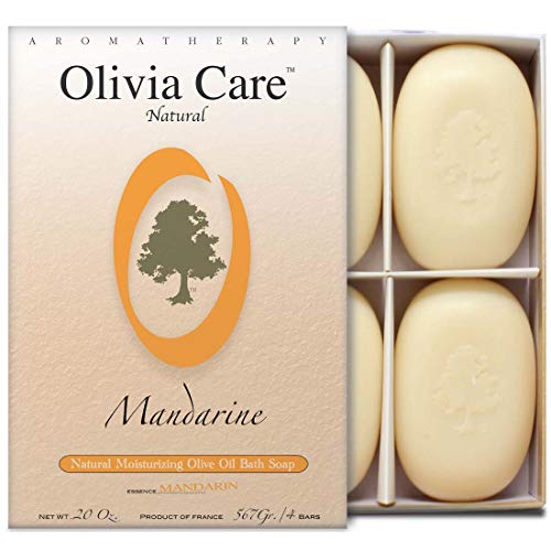 Olivia Care Mandarin Soap Set - Hydrates, Repairs Skin, Natural Ingredients - 4 Pack Gift Box