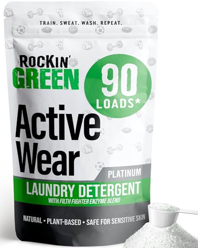 Rockin' Green Laundry Detergent - Plant-Based Odor Fighter, Safe for Sensitive Skin - 90 Loads