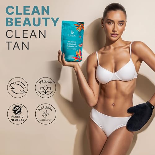 Self Tanner Kit - Natural Glow, Non-Toxic Formula, Includes Glove & Mitt - USA Made