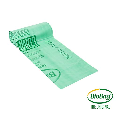 BioBag Compostable Food Scrap Bags - Certified Non-GMO, Strong & Breathable - 3 Gallon, 25 Count