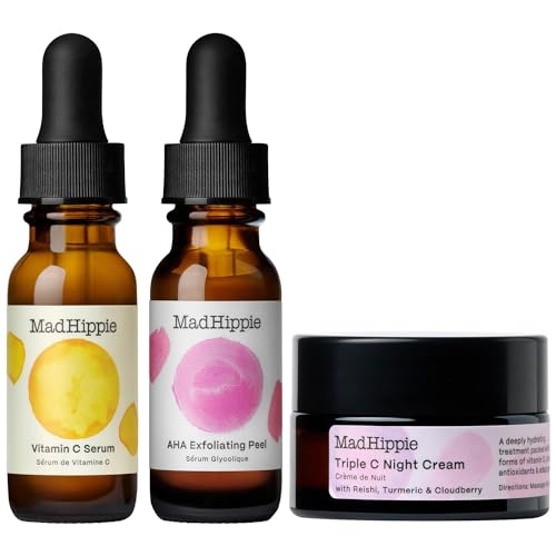 Mad Hippie Skin Care Set - Brightening Routine with Vitamin C, AHA Peel & Night Cream - Mini Kit