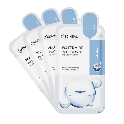 Mediheal Korean Sheet Mask - Hydrating Water 3X Complex, Biodegradable & Vegan - 4 Sheets