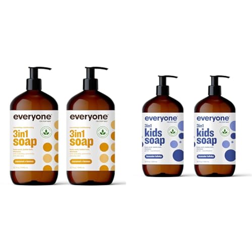 Everyone 3-in-1 Soap Bundle - Nourishing Shampoo, Body Wash, Coconut Lemon & Lavender - 32oz x2