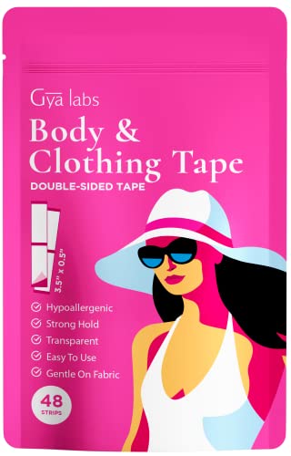 Gya Labs Double Sided Dress Tape - Strong Adhesive, Skin-Safe & Easy to Apply - 48 Strips