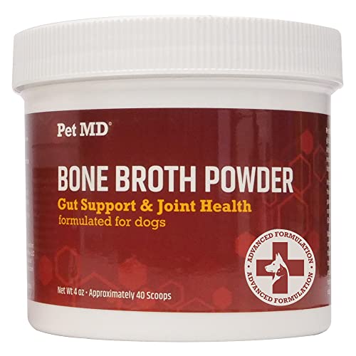 Pet MD Bone Broth for Dogs - Nutrient-Dense Food Topper, Joint & Gut Health Support - 4oz