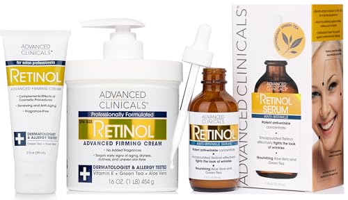 Advanced Clinicals Anti-Aging Skin Care Kit - Diminishes Wrinkles, Hydrates & Nourishes - 3 Items