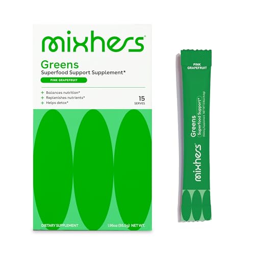 MIXHERS Hergreens Superfood - Daily Greens Powder with Digestive Enzymes & Kale - 15 Packets