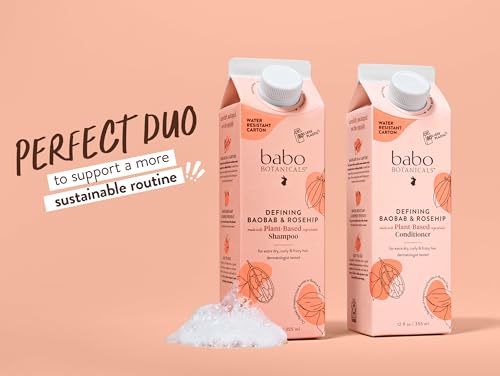 Babo Botanicals Baobab & Rosehip Conditioner - Smooths Extra Dry Curls, Vegan - Citrus Cedarwood