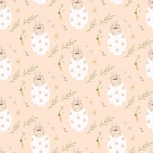 Waterleaf Paper Co. Gift Wrap - 100% Dissolvable, Peachy Baby & Bunny Design - 16 Sq Ft