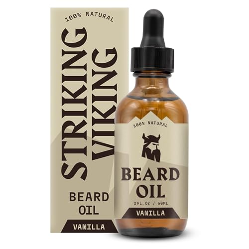 Striking Viking Vanilla Beard Oil - Nourishing Argan & Jojoba Oils for Softness & Growth - 2 Oz
