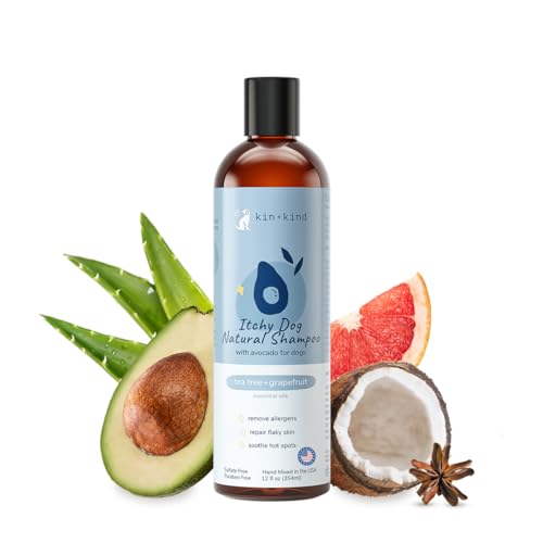 kin+kind Anti-Itch Dog Shampoo - Natural Relief for Itchy Skin with Olive & Coconut Oils - 12 fl oz
