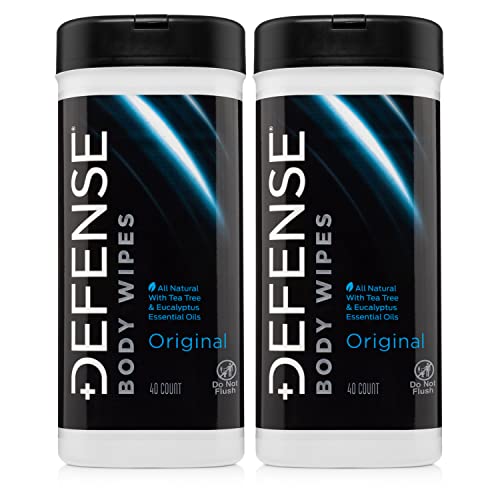 Defense Soap Personal Cleansing Wipes - Natural Tea Tree Oil, Hypoallergenic - 40 Count (Pack of 2)