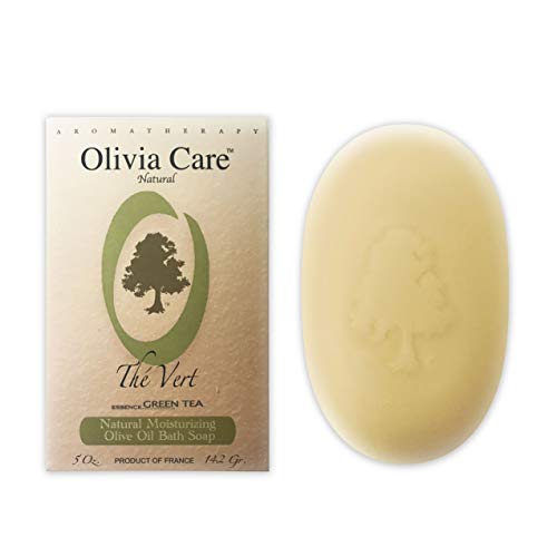 OLIVIA CARE Organic Green Tea Bar Soap - Gentle on Sensitive Skin, 100% Natural - 158g