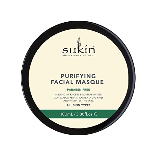 Sukin Organics Purifying Face Mask - Hydrating Clay Blend, Vegan & Cruelty-Free - 3.38 Fl. Oz.