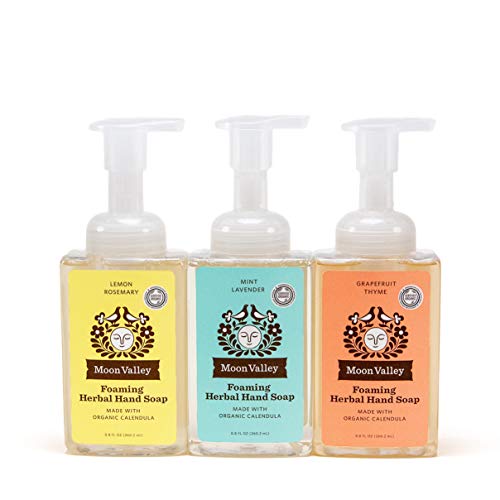 Moon Valley Herbal Foaming Hand Soap Set - Organic, Vegan, Moisturizing, 3 Scents - 8.8oz Each