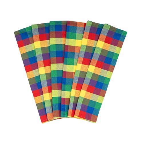 Colorful Kitchen Towels - 100% Organic Cotton, Absorbent & Versatile, 6 Pack, 30"x20"