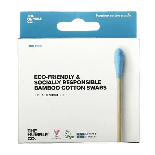 The Humble Co. Bamboo Cotton Swabs - Vegan, Socially Responsible, Blue - 100 Count
