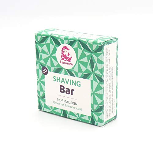Lamazuna Shaving Bar - Smooth Shave with Organic Shea Butter, Lemon & Green Tea - Travel Size