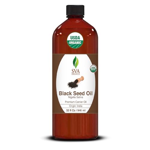 SVA Black Seed Oil Carrier Oil - 100% Pure & Natural for Skin, Hair & Massage - 32 Fl Oz