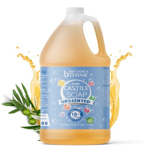 Brittanie's Pure Organic Castile Hand Soap - Nourishing Olive Oil Formula for Face & Body - 1 Gallon