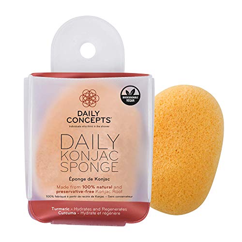 Daily Concepts Konjac Sponge - Deep Cleansing, Turmeric for Skin Healing & Elasticity - 1pc