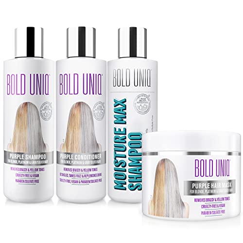 Bold Uniq Shampoo & Conditioner Set - Hydrates, Eliminates Brassiness, Vegan, 4 Products
