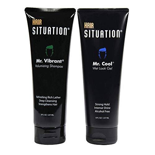 Hair Situation Mr. Cool Hair Care Set - Strong Hold Gel, Volumizing Shampoo for Fine Hair