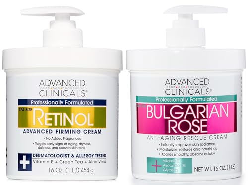 Advanced Clinicals Anti-Aging Skin Care Kit - Hydrating, Firming, Non-Irritating - 2 Cream Set