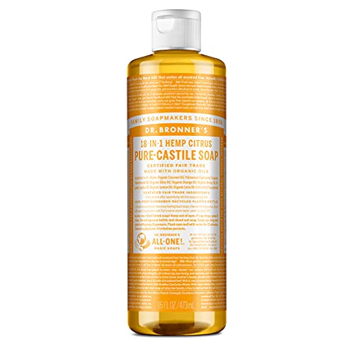 Dr. Bronner's Pure-Castile Liquid Soap - Organic, Vegan, Multi-Use for Skin, Hair, Dishes - 16oz