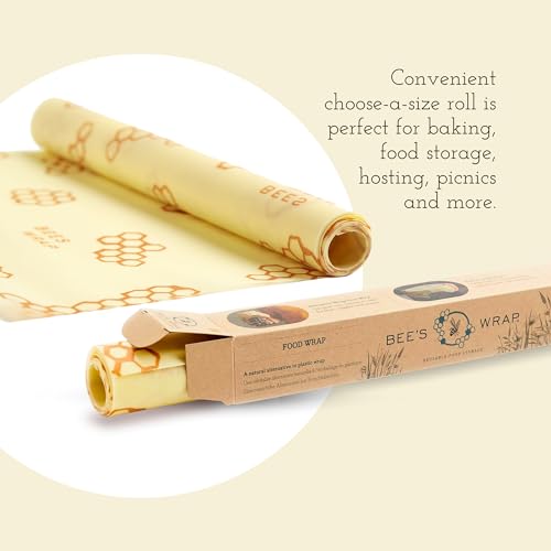 Bee's Wrap Reusable Beeswax Food Wrap - All-Natural, Washable, Cut-to-Size Roll - 14in x 52in