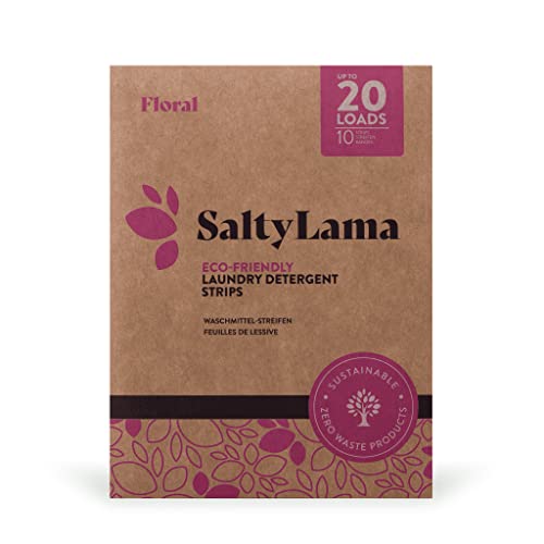 SaltyLama Laundry Detergent Sheets - Hypoallergenic & Vegan, Floral Scent - 10 Sheets, 20 Loads