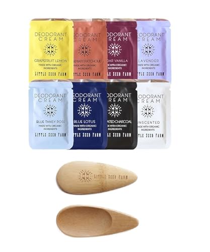 Little Seed Farm Deodorant Cream Samples - 24-Hour Odor Control, Natural Ingredients - 8 Pack