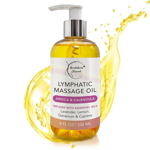 Brookethorne Naturals Lymphatic Massage Oil - Promotes Natural Flow, Premium Ingredients - 8oz