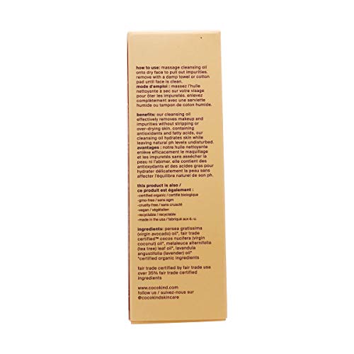 Cocokind Organic Facial Cleansing Oil - Gentle Makeup Remover, USDA Certified Organic - 4oz