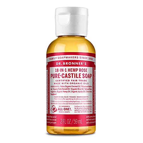 Dr. Bronner's Pure-Castile Liquid Soap - Organic & Fair Trade, 18-in-1 Uses, Rose - 2oz