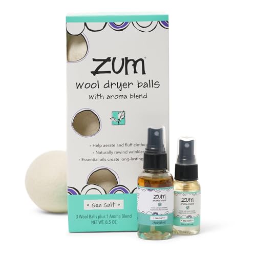 Indigo Wild Zum Wool Dryer Balls Kit - Natural Scented Freshness, Cruelty-Free - 3 Balls & Aroma