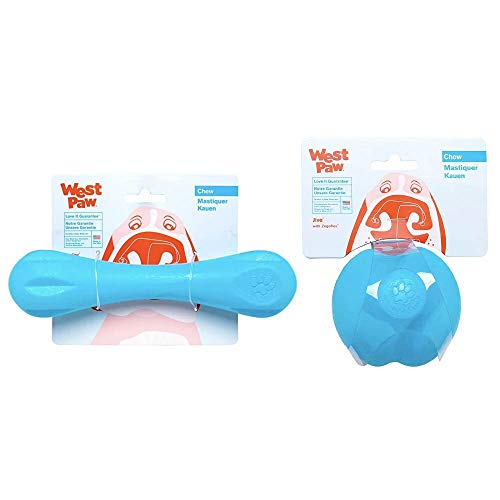 WEST PAW Zogoflex Dog Chew Toys - Durable, Non-Toxic, Recyclable - Floatable 2.6" Ball & Large Bone