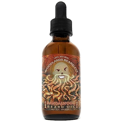 Woodlands Beard Co. Sandalwood Beard Oil - Hydrating Jojoba & Argan Oils, 2 oz.