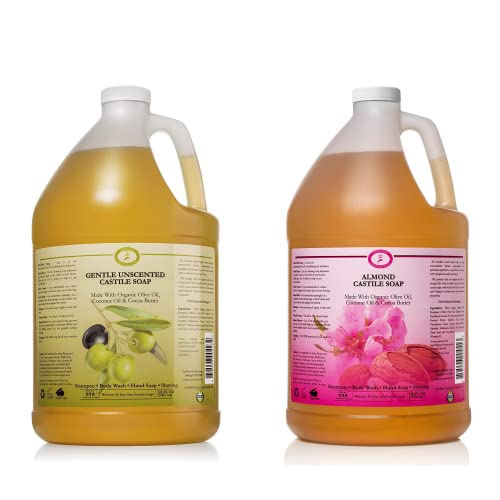 Carolina Castile Soap Liquid Bundle - Non-Drying, Vegan, Organic, Versatile Uses - 1 Gallon