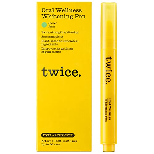 Twice Oral Wellness Teeth Whitening Pen - Gentle Stain Removal, Plant-Based, Mint Flavor - 1 Pack