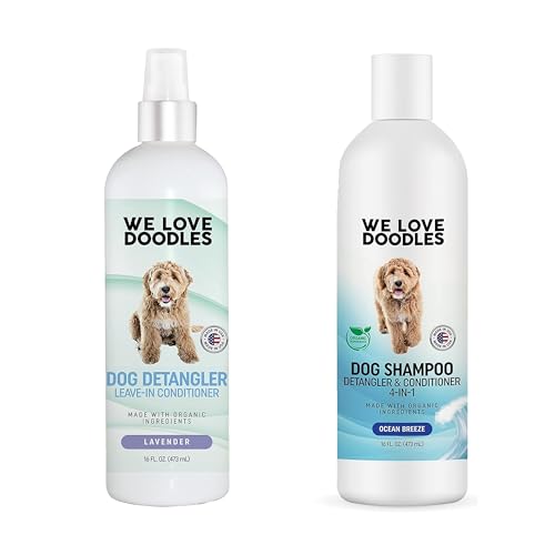 We Love Doodles 4-in-1 Dog Shampoo & Lavender Detangler Spray - Organic, Moisturizing - 16oz