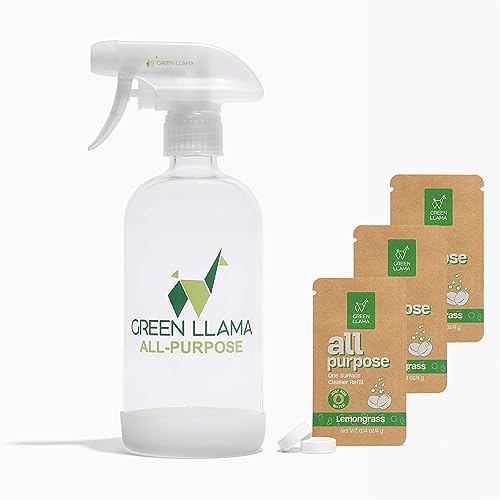 Green Llama All-Purpose Cleaner - Non-Toxic, Biodegradable, Lemon Grass Scent - 16oz Glass Bottle