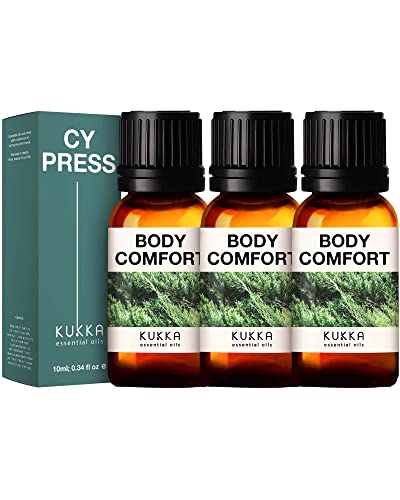 Kukka Pure Cypress Essential Oil - Soothes Muscles, Enhances Skin - 0.34 Fl Oz x 3