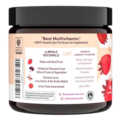 Llama Naturals Real Fruit Gummy Vitamins for Women - No Added Sugar, Vegan, Organic - 120ct