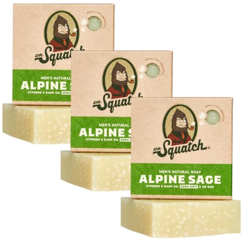 Dr. Squatch Men's Soap Set - Natural Alpine Sage Scent, No Harsh Chemicals - 3 Bars