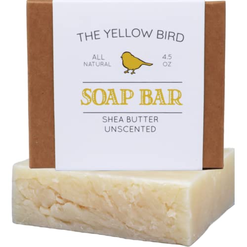 The Yellow Bird Unscented Soap Bar - Hypoallergenic, Moisturizing Shea Butter - 4oz