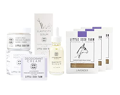 Little Seed Farm Body Care Set - Natural Deodorant, Soap, Serum, Moisturizer - Lavender