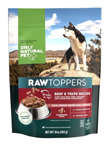 Only Natural Pet Raw Toppers - High-Protein, Grain-Free Freeze-Dried Dog Treats - 10oz